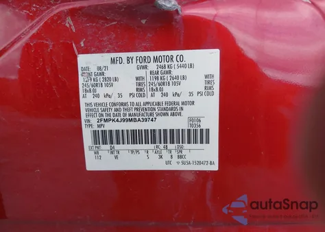 2021 Ford Edge Sel from USA, damaged, VIN 2FMPK4J99MBA39747